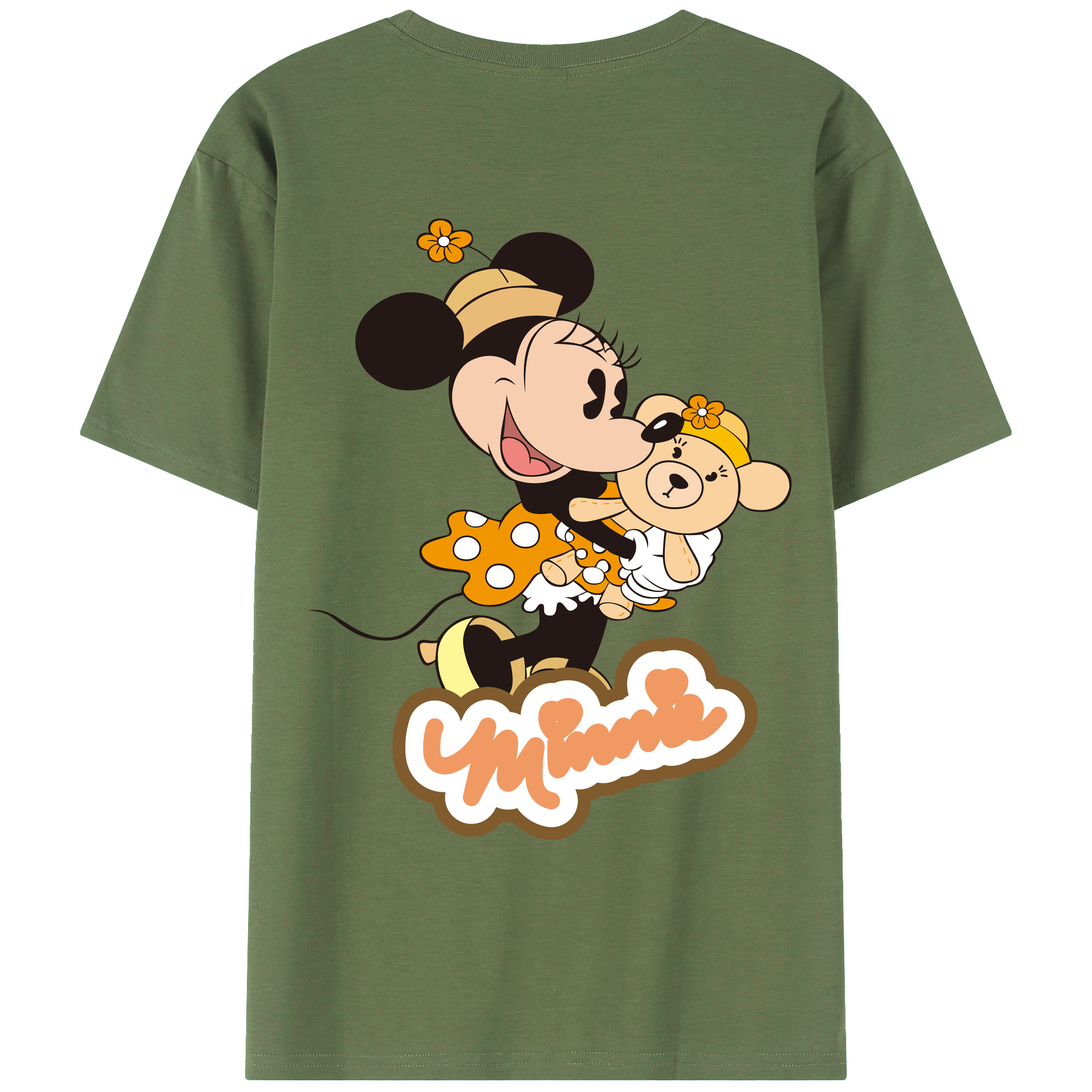 ミッキーマウス Mickey Mouse 綿100％ メンズ半袖Tシャツ（バックプリント） 通気性